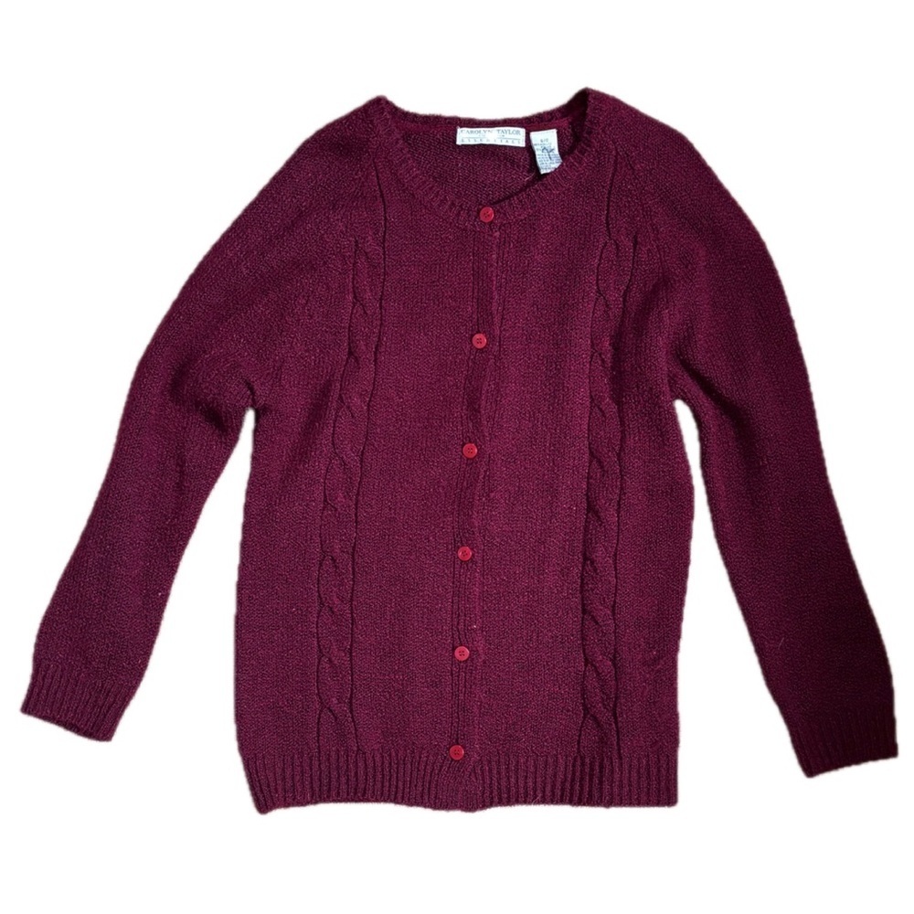 Vintage Marbled Burgundy Black Cardigan Sweater Sz Small Dark Cottage Core Goth